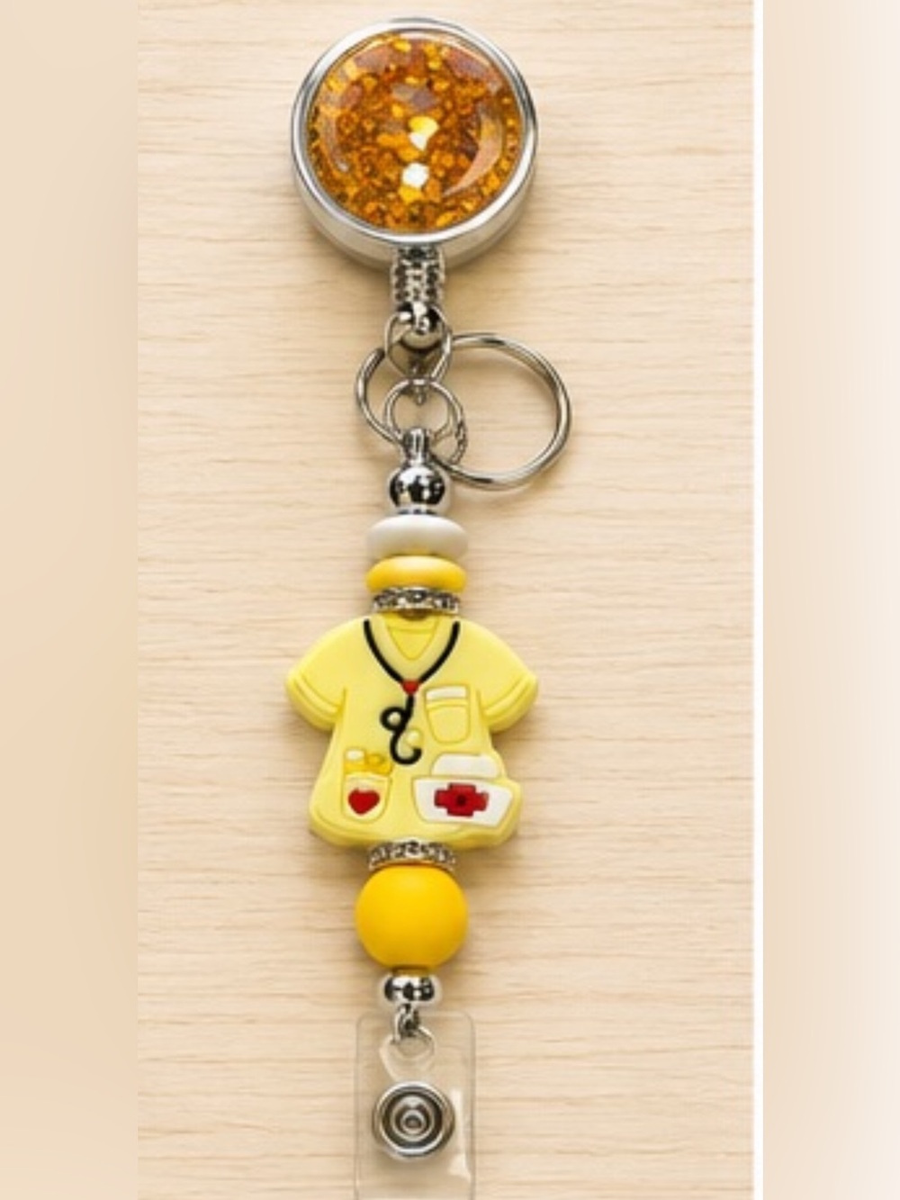 Yellow Nurse Scrub Top Keycard Lanyard